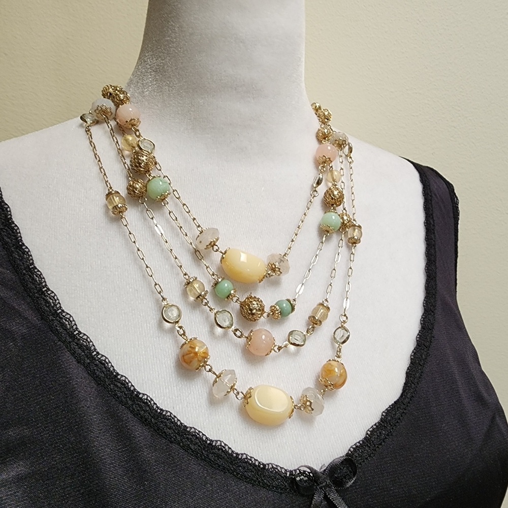 Vintage Multi-Layered Beaded Necklace